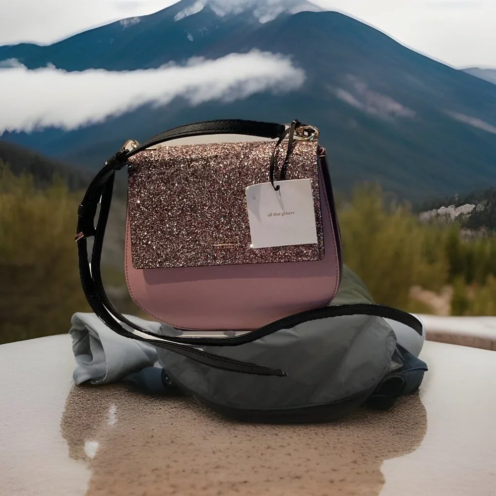 NWT Kate Spade CAMERON STREET GLITTER Pink & Brown BYRDIE Crossbody Bag‎ HANDBAG